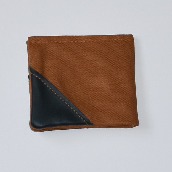 Wallet bifold canvas handmade rust colored - Picture 2 of 5